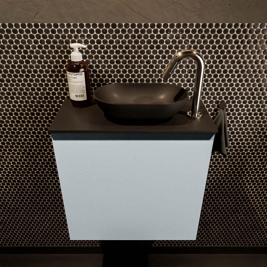 MONDIAZ FOWY toiletmeubel 50cm kleur clay. Waskom positie rechts kleur urban | urban. Met 1 kraangat - Afbeelding 2