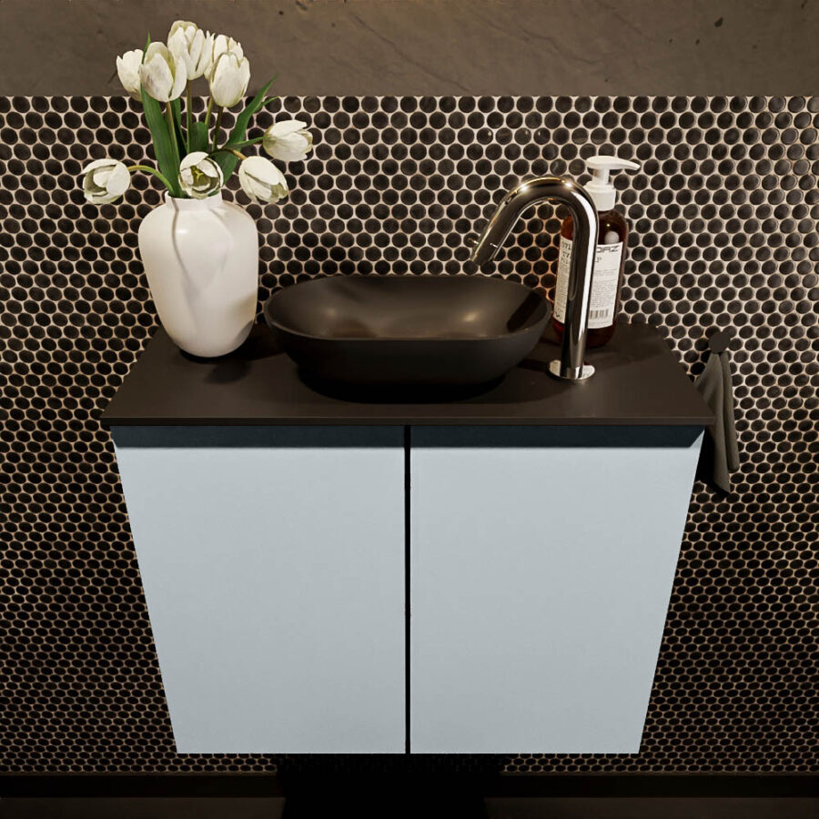 MONDIAZ FOWY toiletmeubel 60cm kleur clay. Waskom positie midden kleur urban | urban. Met 1 kraangat - Afbeelding 2