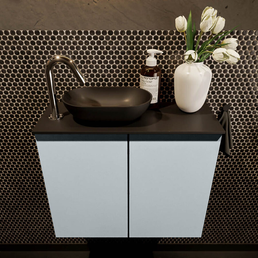 MONDIAZ FOWY toiletmeubel 60cm kleur clay. Waskom positie links kleur urban | urban. Met 1 kraangat - Afbeelding 2