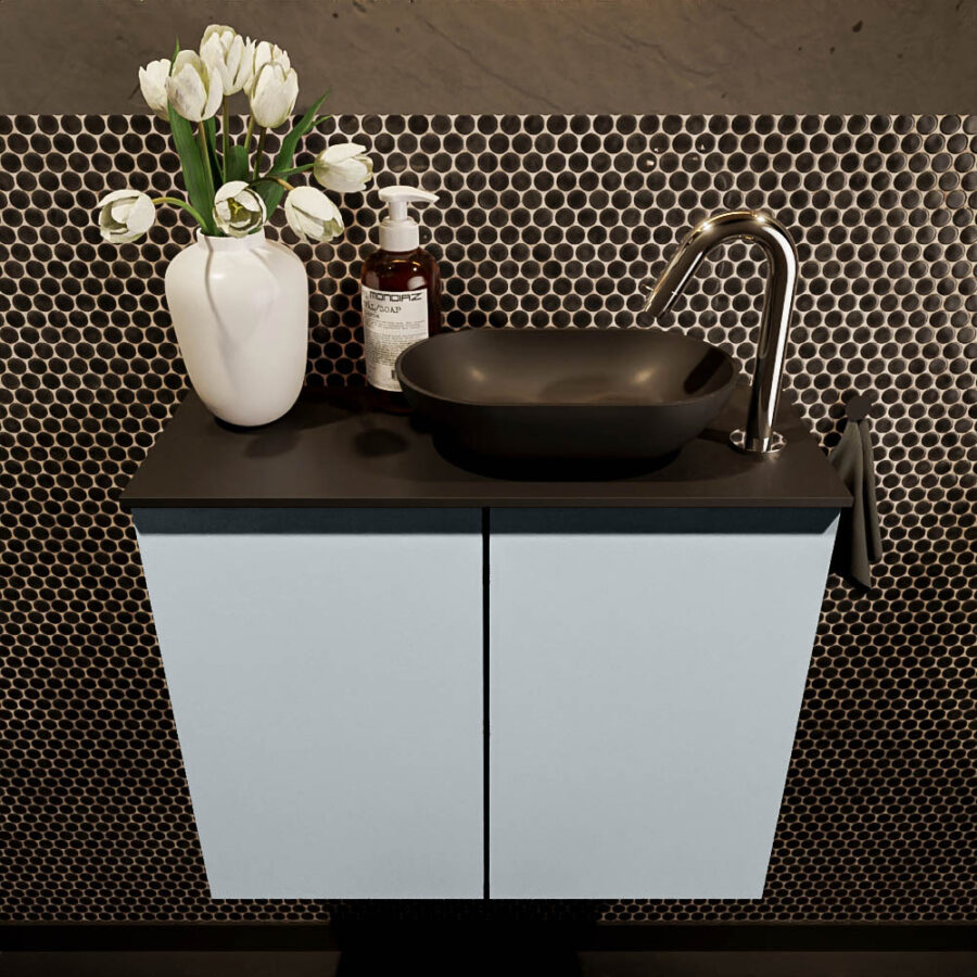MONDIAZ FOWY toiletmeubel 60cm kleur clay. Waskom positie rechts kleur urban | urban. Met 1 kraangat - Afbeelding 2