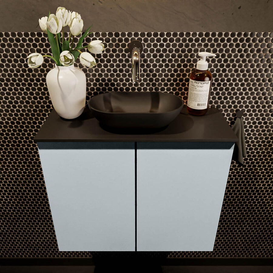 MONDIAZ FOWY toiletmeubel 60cm kleur clay. Waskom positie midden kleur urban | urban. Zonder kraangat - Afbeelding 2