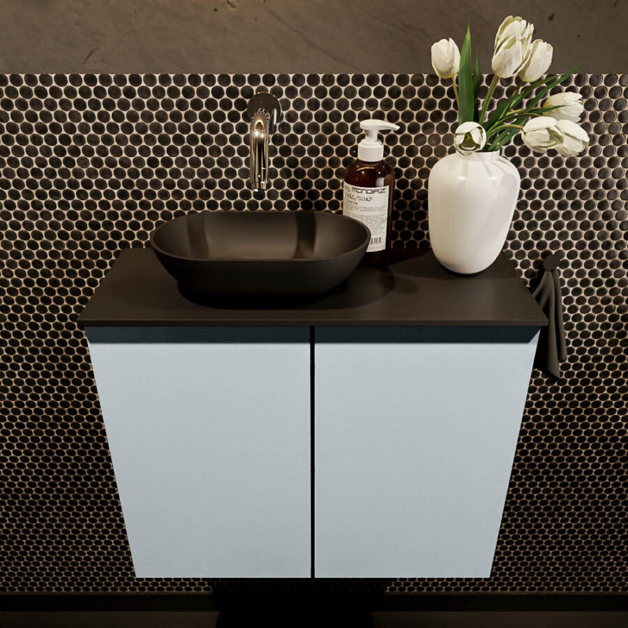 MONDIAZ FOWY toiletmeubel 60cm kleur clay. Waskom positie links kleur urban | urban. Zonder kraangat - Afbeelding 2
