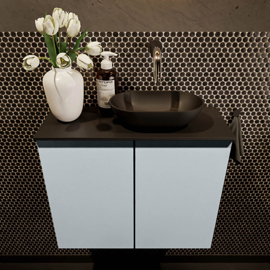 MONDIAZ FOWY toiletmeubel 60cm kleur clay. Waskom positie rechts kleur urban | urban. Zonder kraangat - Afbeelding 2