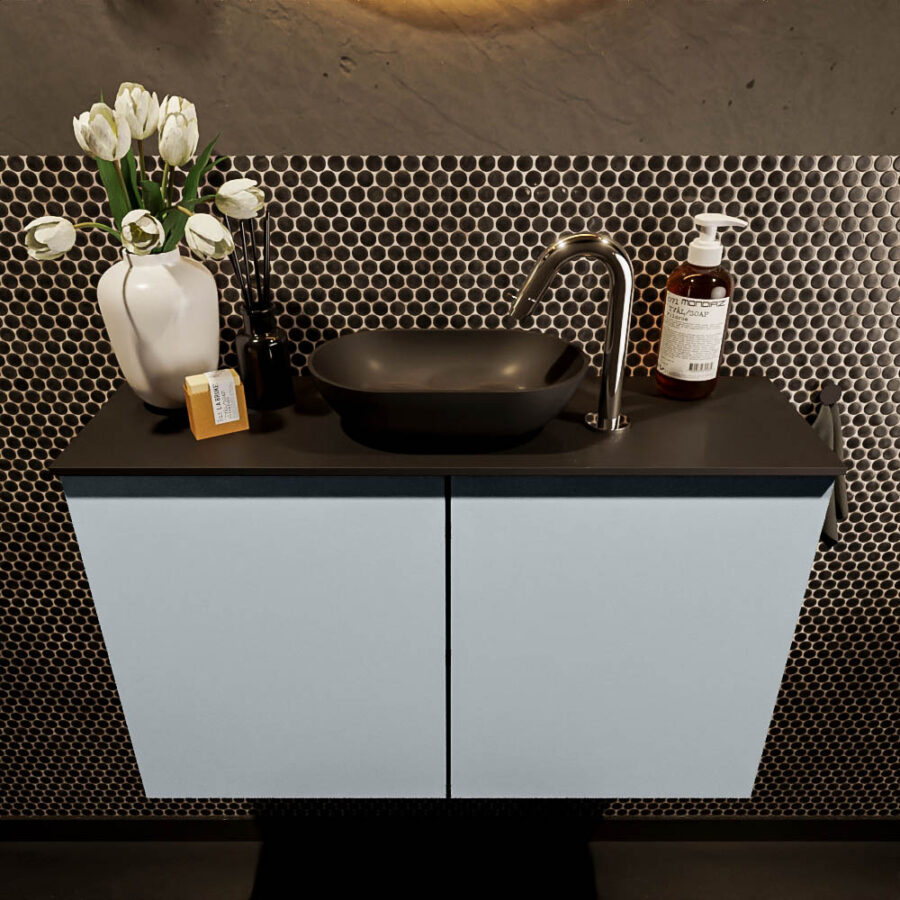 MONDIAZ FOWY toiletmeubel 80cm kleur clay. Waskom positie midden kleur urban | urban. Met 1 kraangat - Afbeelding 2