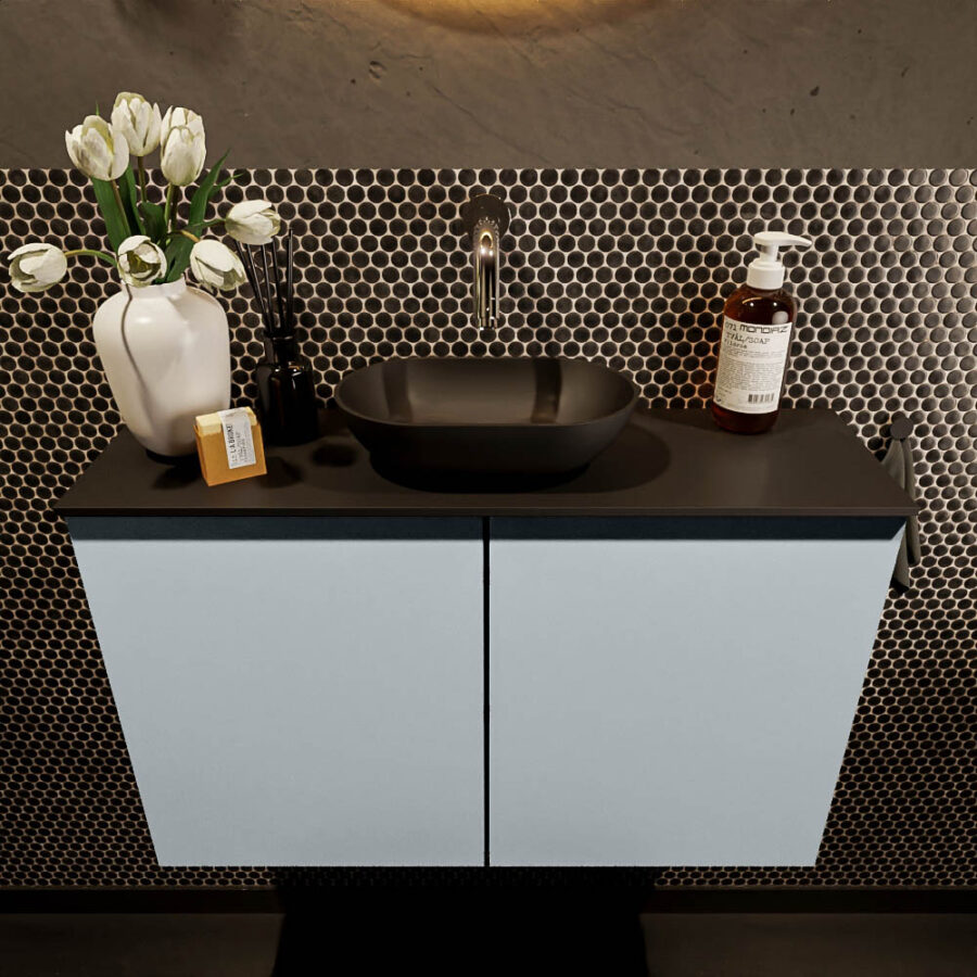 MONDIAZ FOWY toiletmeubel 80cm kleur clay. Waskom positie midden kleur urban | urban. Zonder kraangat - Afbeelding 2