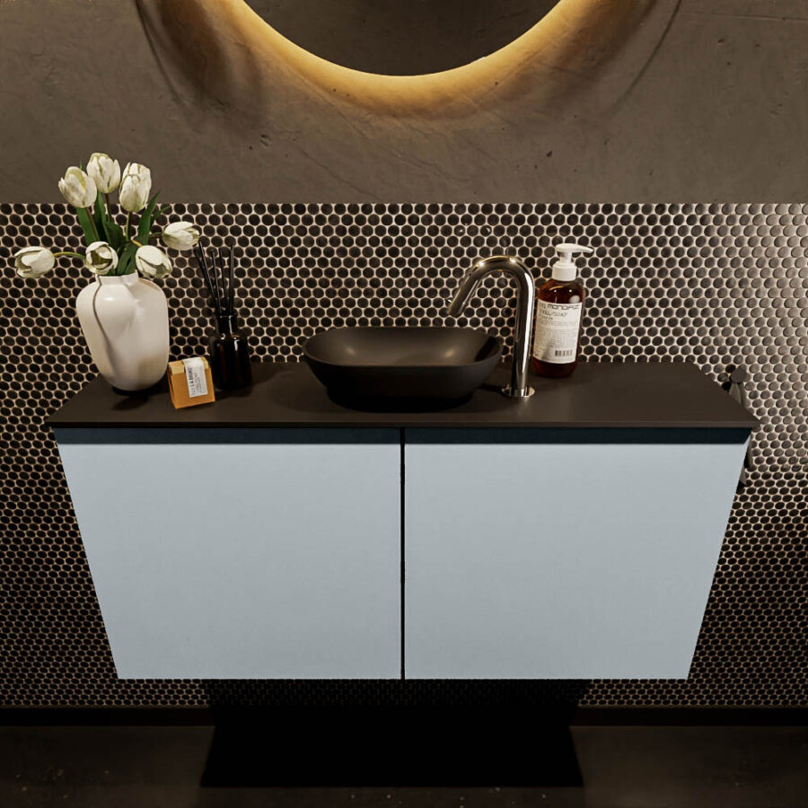 MONDIAZ FOWY toiletmeubel 100cm kleur clay. Waskom positie midden kleur urban | urban. Met 1 kraangat - Afbeelding 2