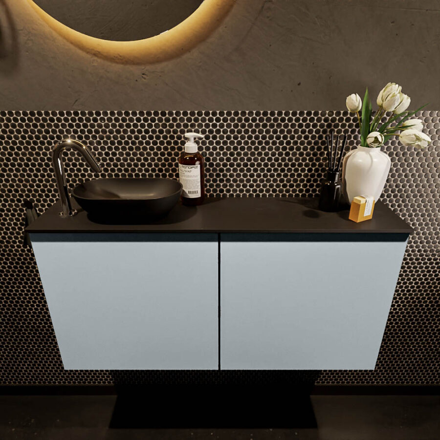 MONDIAZ FOWY toiletmeubel 100cm kleur clay. Waskom positie links kleur urban | urban. Met 1 kraangat - Afbeelding 2