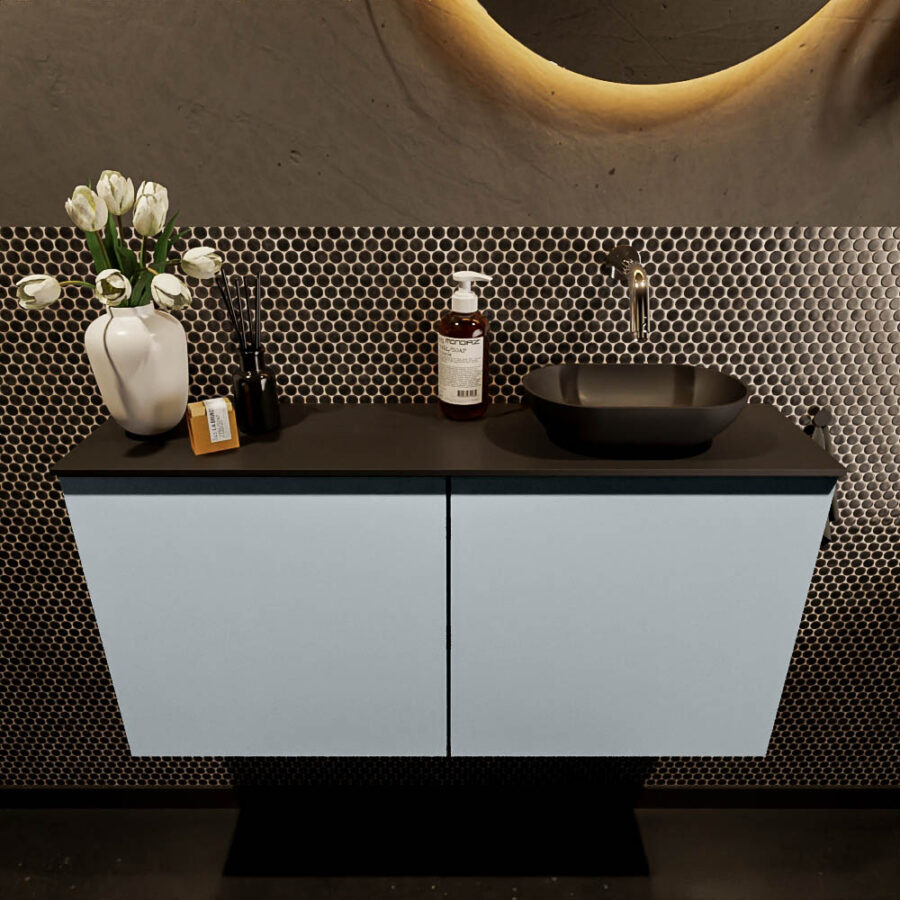 MONDIAZ FOWY toiletmeubel 100cm kleur clay. Waskom positie rechts kleur urban | urban. Zonder kraangat - Afbeelding 2