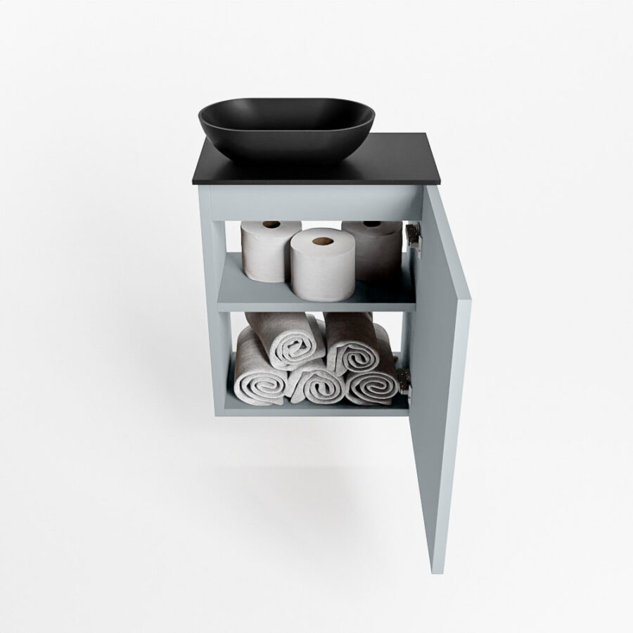 MONDIAZ FOWY toiletmeubel 40cm kleur clay. Waskom positie links kleur urban | urban. Met 1 kraangat - Afbeelding 8