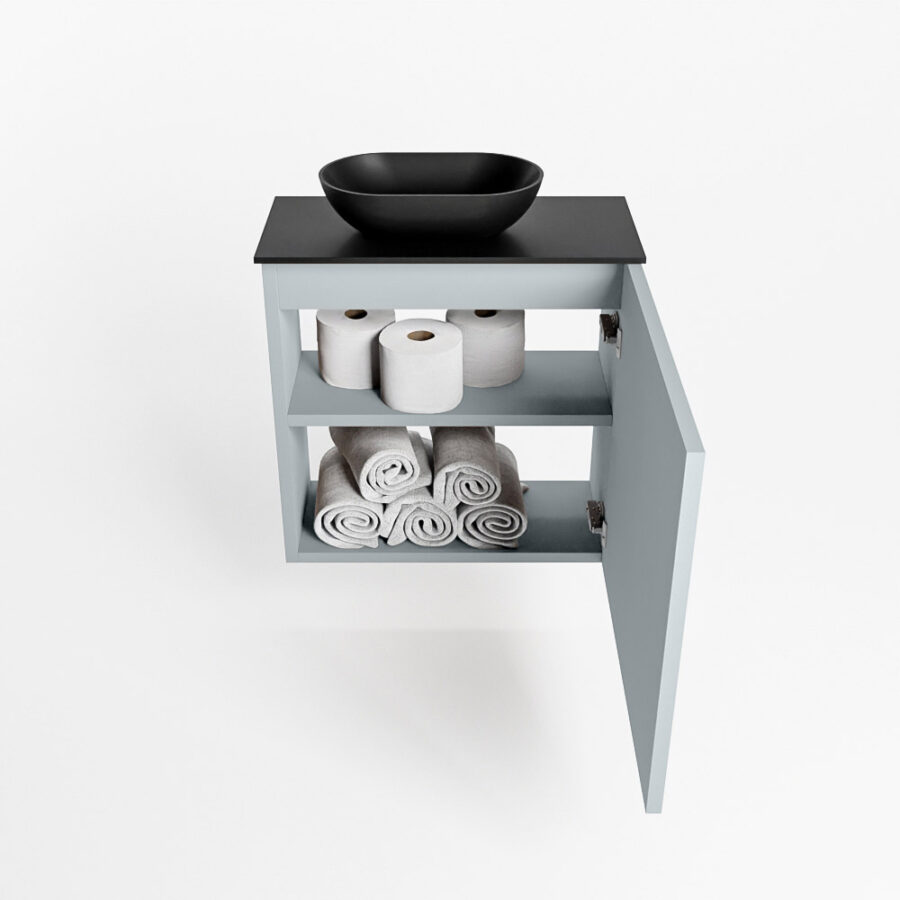 MONDIAZ FOWY toiletmeubel 50cm kleur clay. Waskom positie links kleur urban | urban. Met 1 kraangat - Afbeelding 8