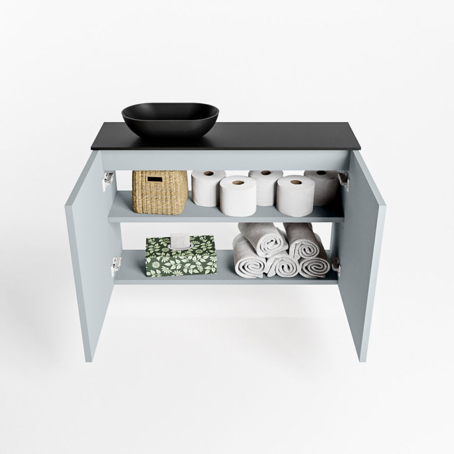 MONDIAZ FOWY toiletmeubel 80cm kleur clay. Waskom positie links kleur urban | urban. Met 1 kraangat - Afbeelding 8