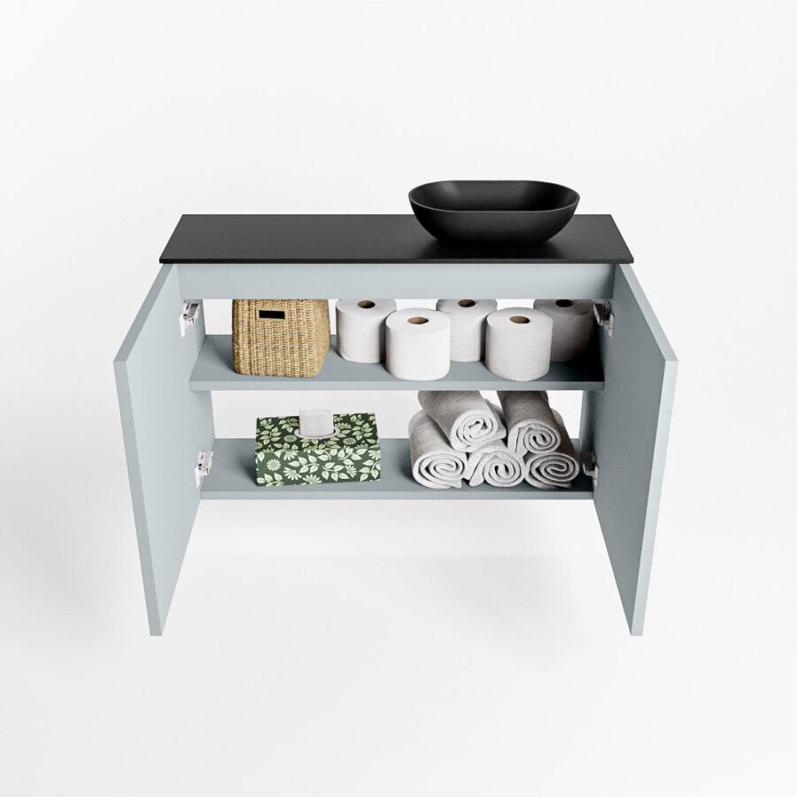 MONDIAZ FOWY toiletmeubel 80cm kleur clay. Waskom positie rechts kleur urban | urban. Met 1 kraangat - Afbeelding 8