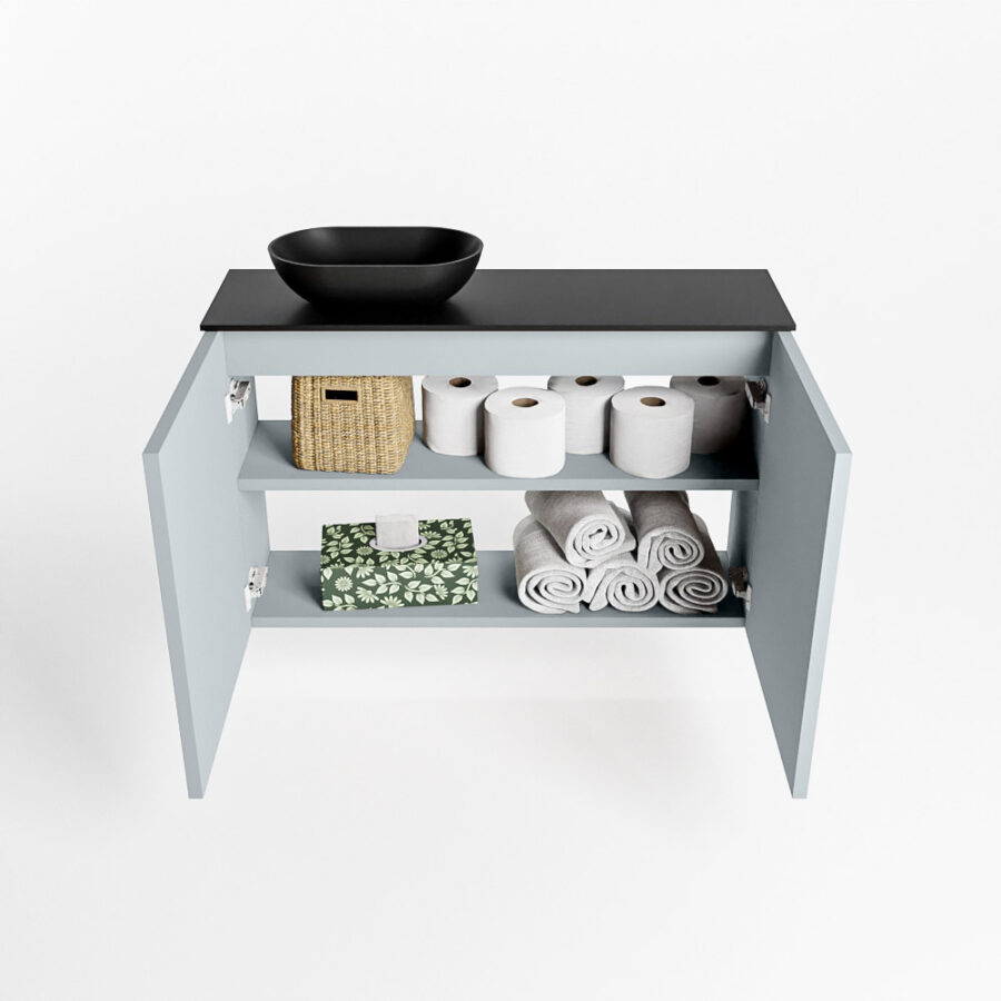 MONDIAZ FOWY toiletmeubel 80cm kleur clay. Waskom positie links kleur urban | urban. Zonder kraangat - Afbeelding 8
