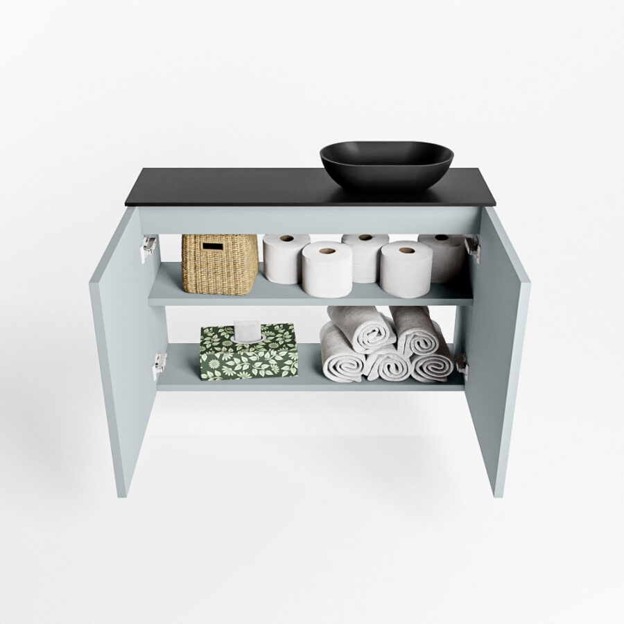 MONDIAZ FOWY toiletmeubel 80cm kleur clay. Waskom positie rechts kleur urban | urban. Zonder kraangat - Afbeelding 8