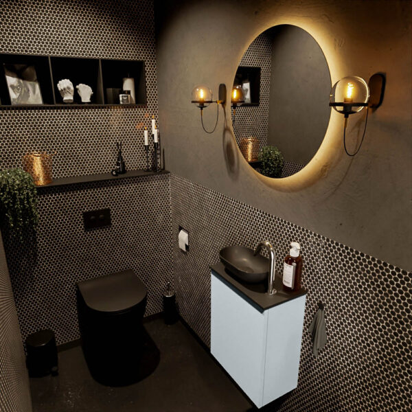 MONDIAZ FOWY toiletmeubel 40cm kleur clay. Waskom positie links kleur urban | urban. Met 1 kraangat