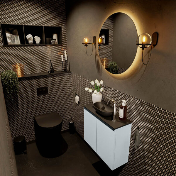 MONDIAZ FOWY toiletmeubel 60cm kleur clay. Waskom positie midden kleur urban | urban. Met 1 kraangat