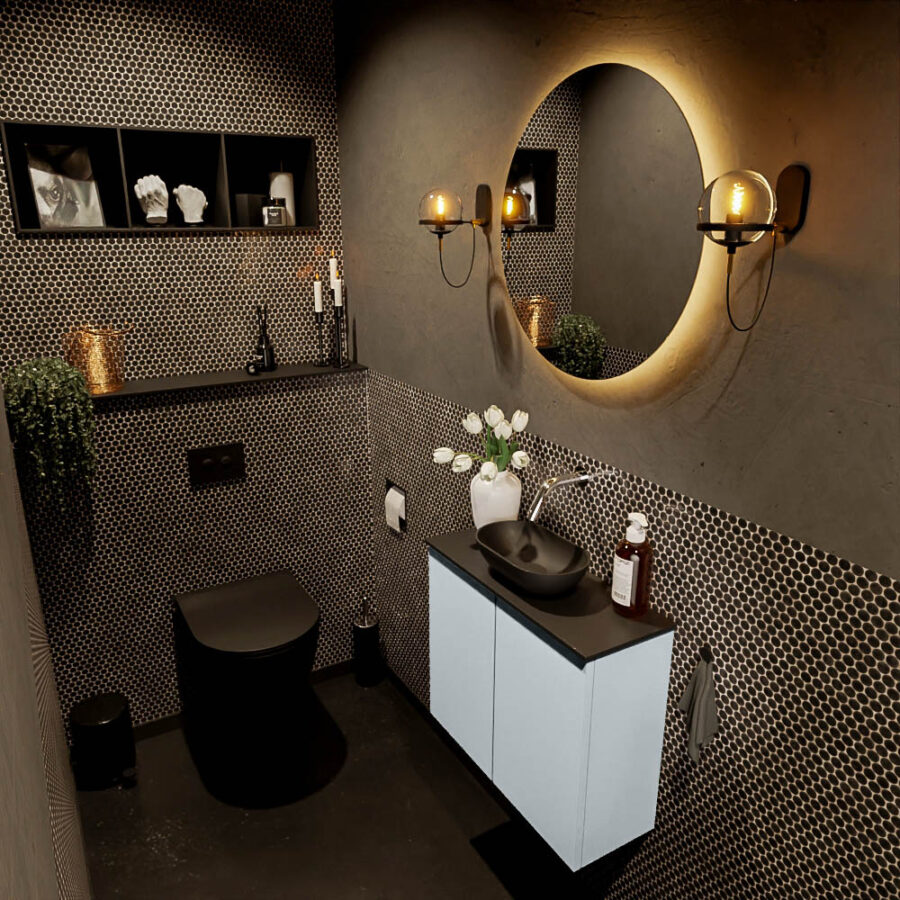 MONDIAZ FOWY toiletmeubel 60cm kleur clay. Waskom positie midden kleur urban | urban. Zonder kraangat