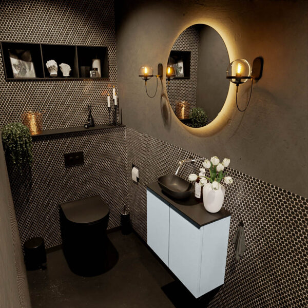 MONDIAZ FOWY toiletmeubel 60cm kleur clay. Waskom positie links kleur urban | urban. Zonder kraangat
