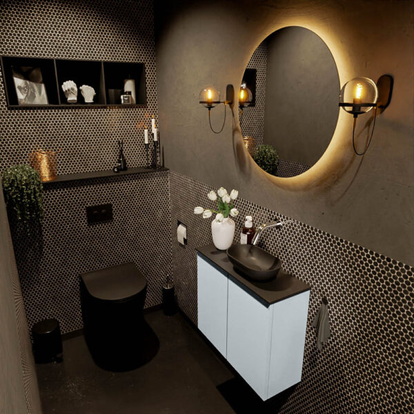 MONDIAZ FOWY toiletmeubel 60cm kleur clay. Waskom positie rechts kleur urban | urban. Zonder kraangat