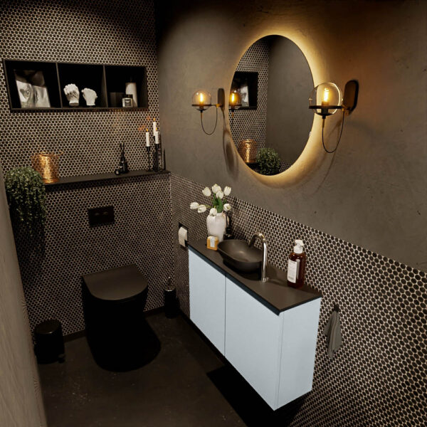 MONDIAZ FOWY toiletmeubel 80cm kleur clay. Waskom positie midden kleur urban | urban. Met 1 kraangat