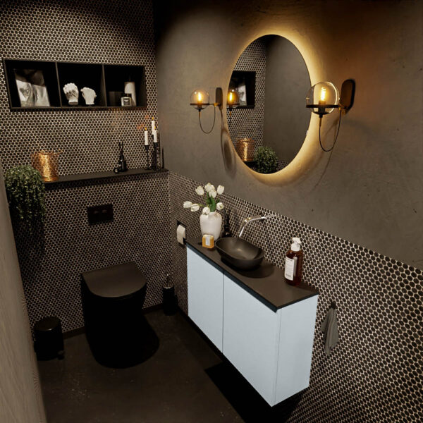 MONDIAZ FOWY toiletmeubel 80cm kleur clay. Waskom positie midden kleur urban | urban. Zonder kraangat