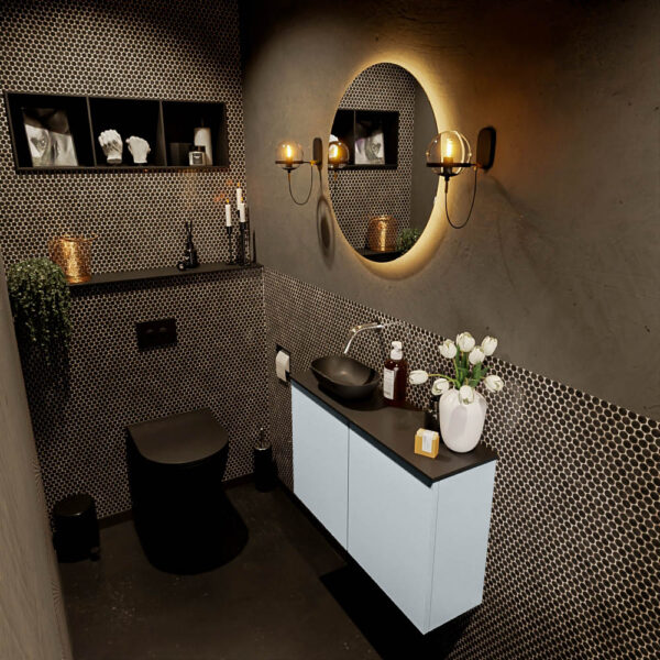 MONDIAZ FOWY toiletmeubel 80cm kleur clay. Waskom positie links kleur urban | urban. Zonder kraangat