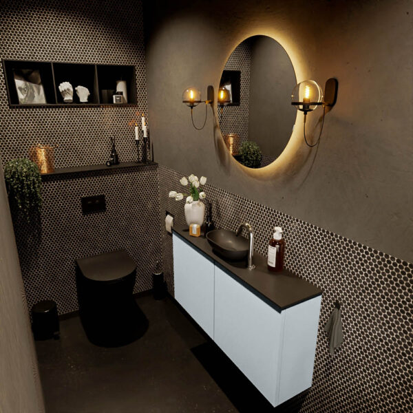 MONDIAZ FOWY toiletmeubel 100cm kleur clay. Waskom positie midden kleur urban | urban. Met 1 kraangat