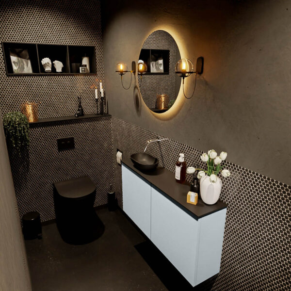 MONDIAZ FOWY toiletmeubel 100cm kleur clay. Waskom positie links kleur urban | urban. Zonder kraangat