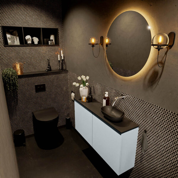 MONDIAZ FOWY toiletmeubel 100cm kleur clay. Waskom positie rechts kleur urban | urban. Zonder kraangat