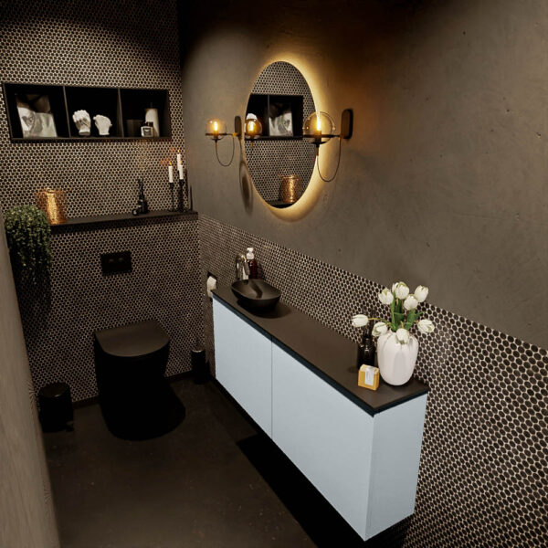MONDIAZ FOWY toiletmeubel 120cm kleur clay. Waskom positie links kleur urban | urban. Met 1 kraangat