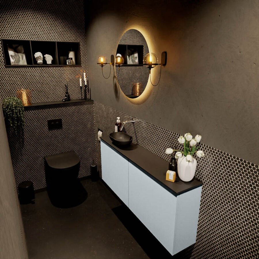 MONDIAZ FOWY toiletmeubel 120cm kleur clay. Waskom positie links kleur urban | urban. Zonder kraangat