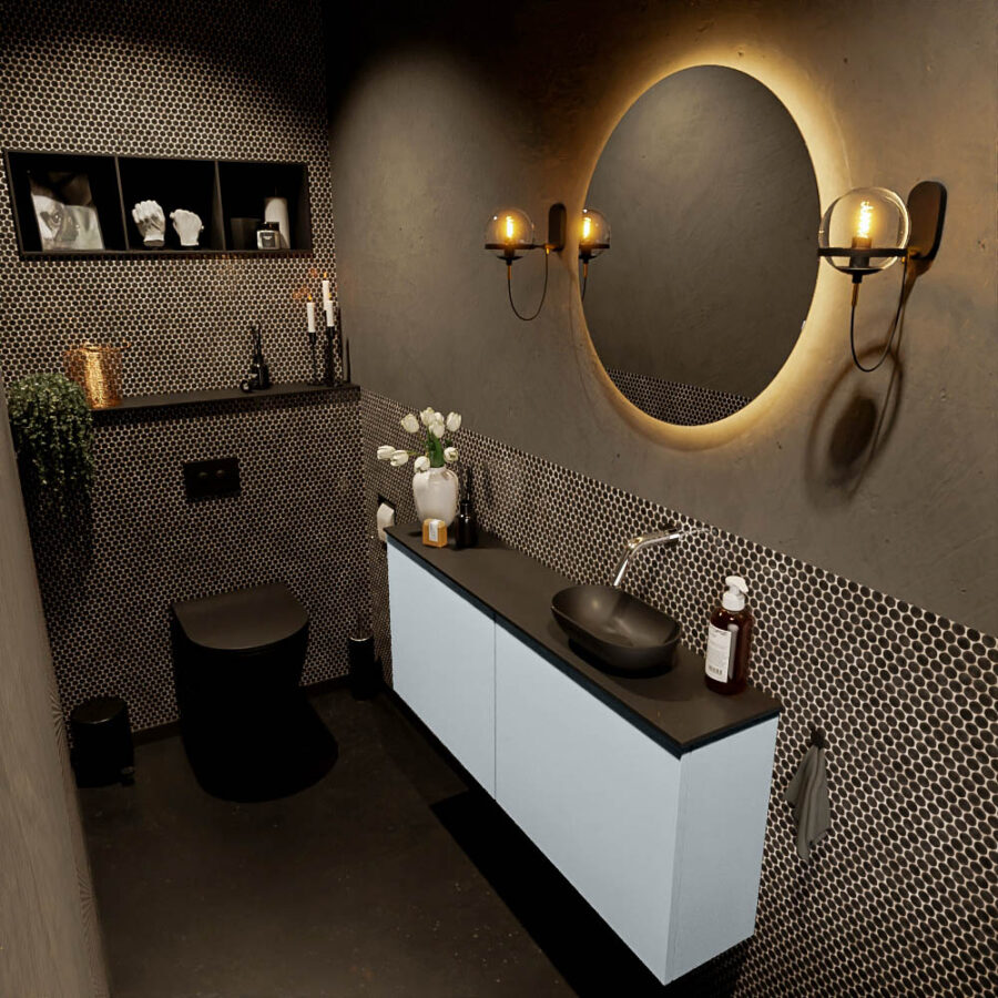 MONDIAZ FOWY toiletmeubel 120cm kleur clay. Waskom positie rechts kleur urban | urban. Zonder kraangat