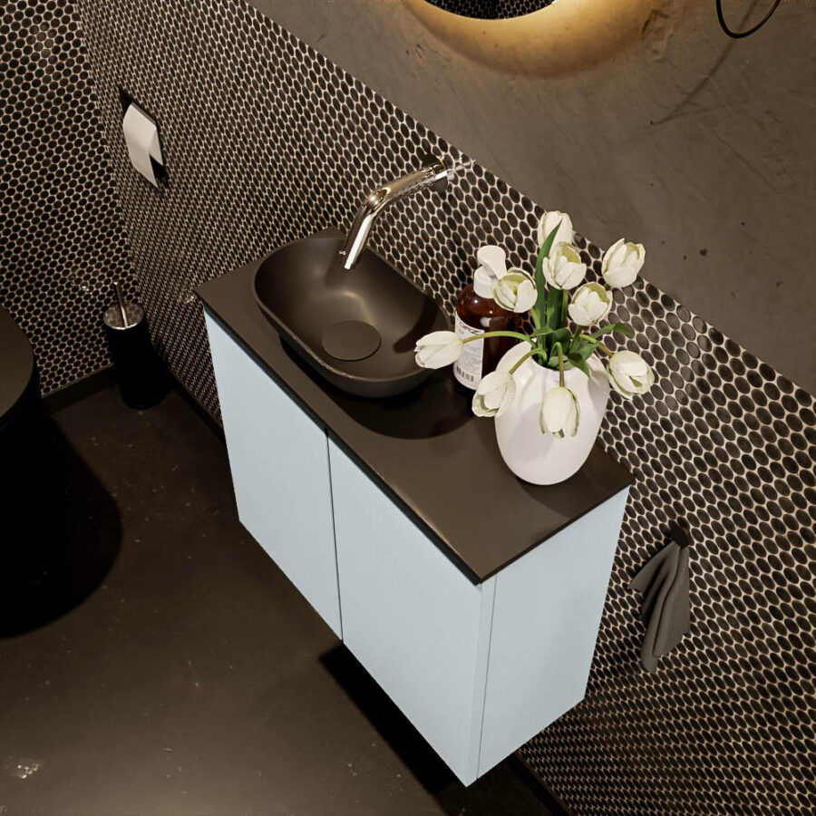 MONDIAZ FOWY toiletmeubel 60cm kleur clay. Waskom positie links kleur urban | urban. Zonder kraangat - Afbeelding 3