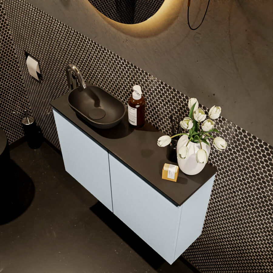 MONDIAZ FOWY toiletmeubel 80cm kleur clay. Waskom positie links kleur urban | urban. Met 1 kraangat - Afbeelding 3