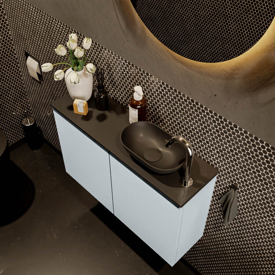 MONDIAZ FOWY toiletmeubel 80cm kleur clay. Waskom positie rechts kleur urban | urban. Met 1 kraangat - Afbeelding 3