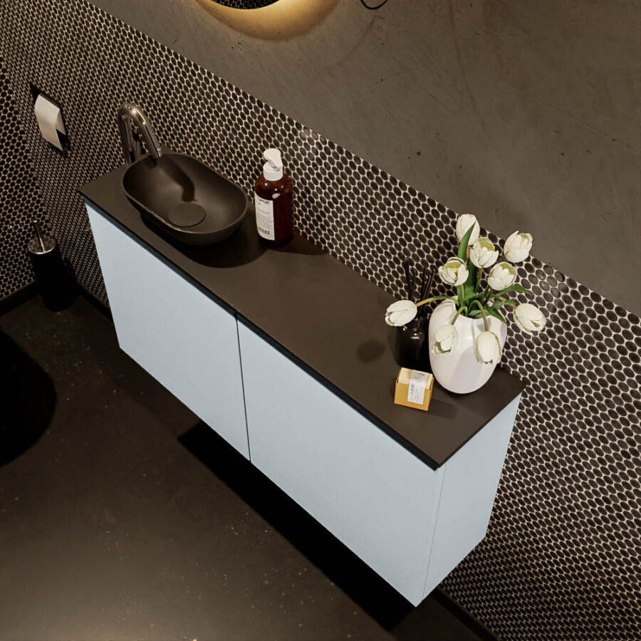 MONDIAZ FOWY toiletmeubel 100cm kleur clay. Waskom positie links kleur urban | urban. Met 1 kraangat - Afbeelding 3