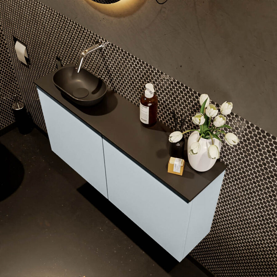 MONDIAZ FOWY toiletmeubel 100cm kleur clay. Waskom positie links kleur urban | urban. Zonder kraangat - Afbeelding 3