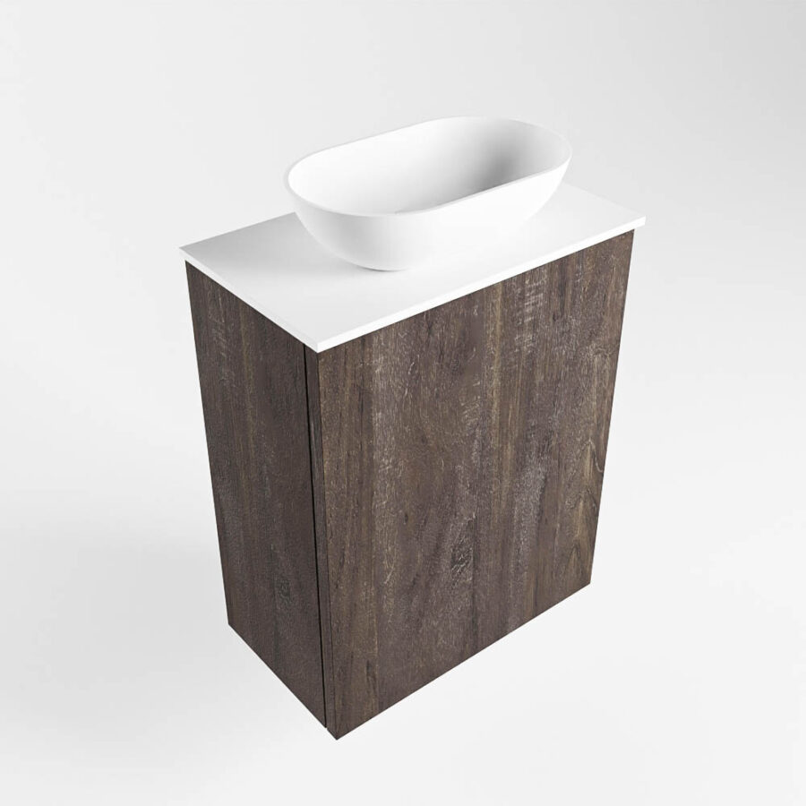 MONDIAZ FOWY toiletmeubel 40cm kleur dark brown. Waskom positie midden kleur talc | talc. Zonder kraangat - Afbeelding 4