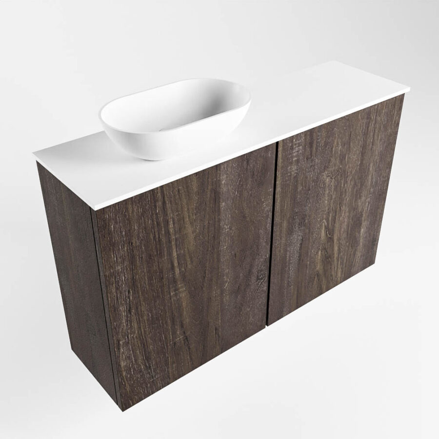 MONDIAZ FOWY toiletmeubel 80cm kleur dark brown. Waskom positie links kleur talc | talc. Met 1 kraangat - Afbeelding 4