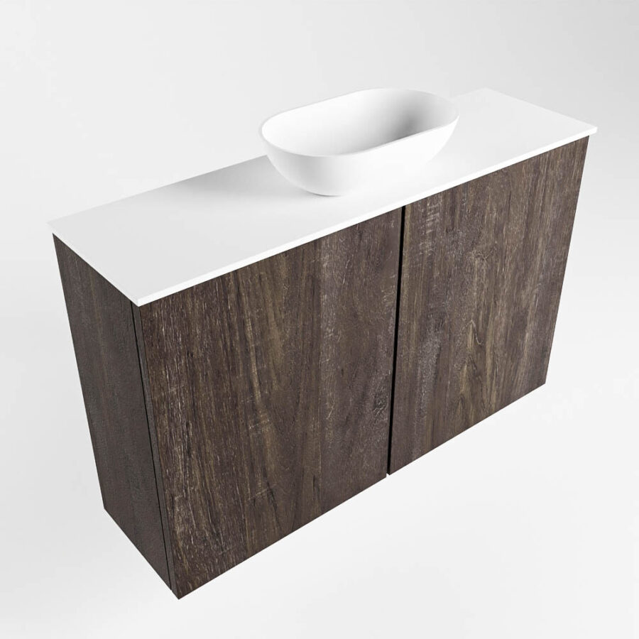 MONDIAZ FOWY toiletmeubel 80cm kleur dark brown. Waskom positie midden kleur talc | talc. Zonder kraangat - Afbeelding 4