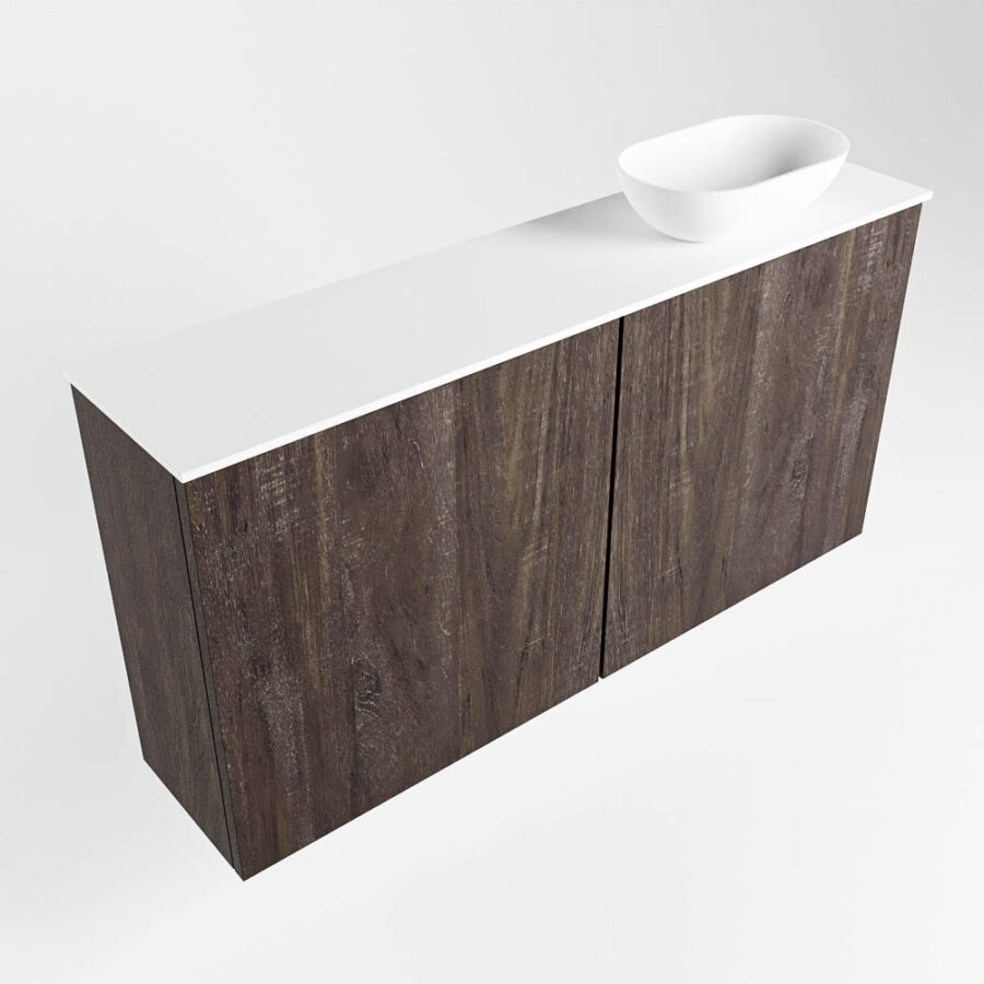 MONDIAZ FOWY toiletmeubel 100cm kleur dark brown. Waskom positie rechts kleur talc | talc. Met 1 kraangat - Afbeelding 4