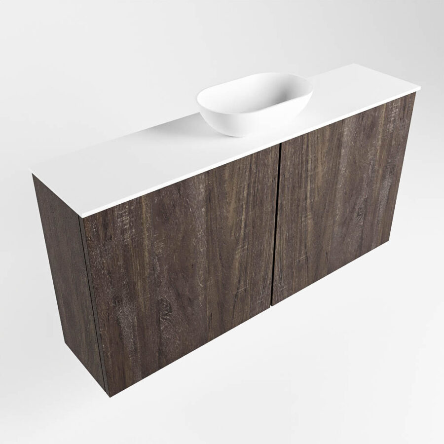 MONDIAZ FOWY toiletmeubel 100cm kleur dark brown. Waskom positie midden kleur talc | talc. Zonder kraangat - Afbeelding 4