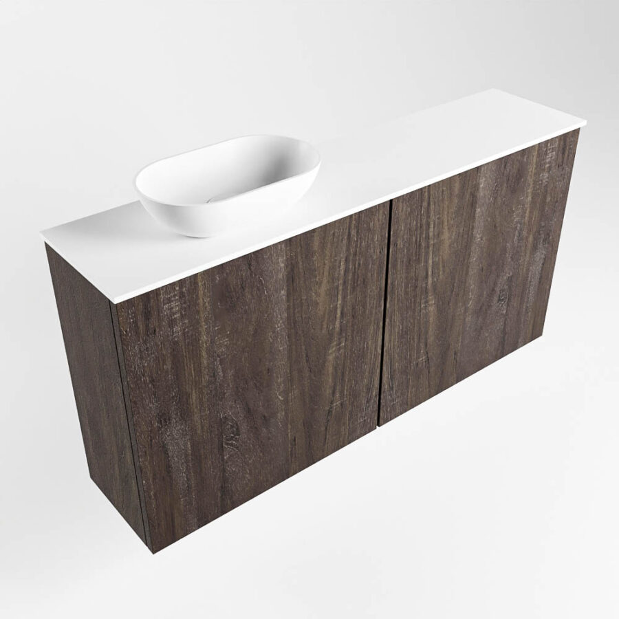 MONDIAZ FOWY toiletmeubel 100cm kleur dark brown. Waskom positie links kleur talc | talc. Zonder kraangat - Afbeelding 4
