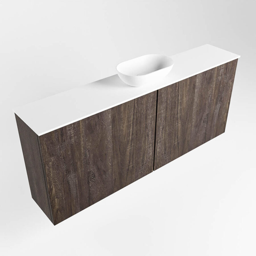 MONDIAZ FOWY toiletmeubel 120cm kleur dark brown. Waskom positie midden kleur talc | talc. Met 1 kraangat - Afbeelding 4