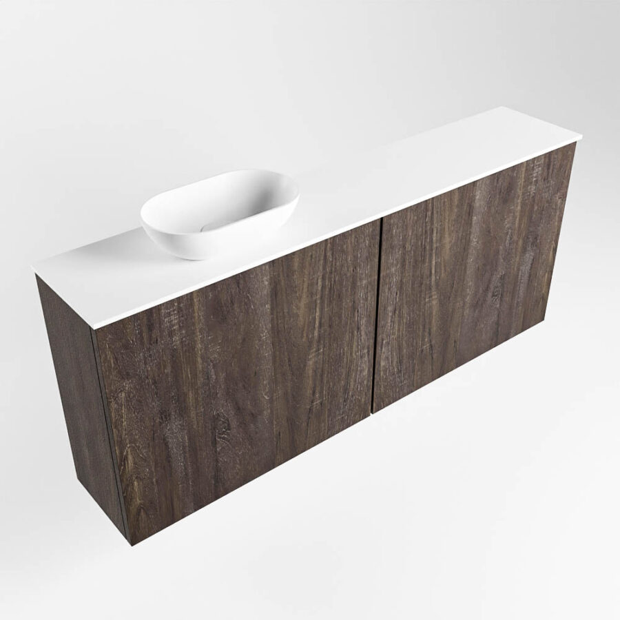 MONDIAZ FOWY toiletmeubel 120cm kleur dark brown. Waskom positie links kleur talc | talc. Met 1 kraangat - Afbeelding 4