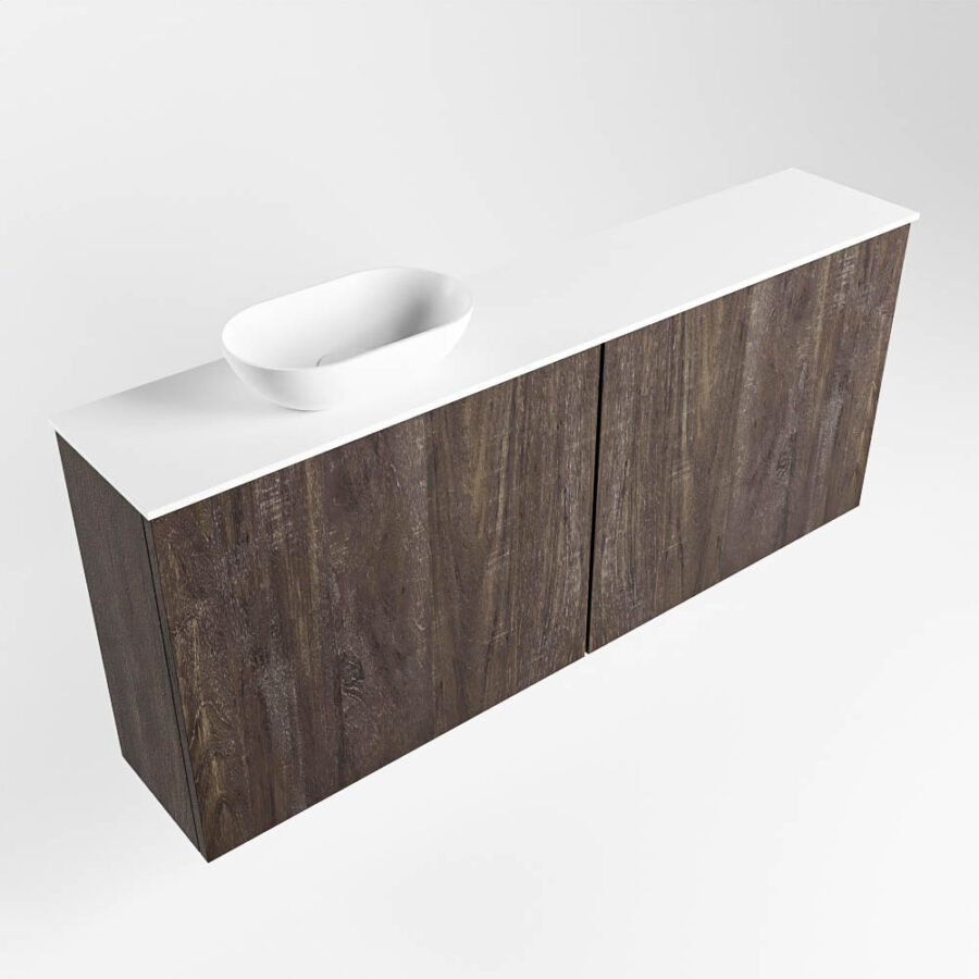 MONDIAZ FOWY toiletmeubel 120cm kleur dark brown. Waskom positie links kleur talc | talc. Zonder kraangat - Afbeelding 4