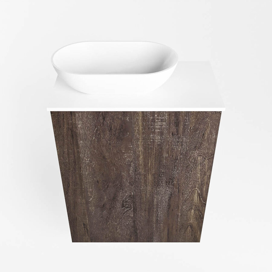 MONDIAZ FOWY toiletmeubel 40cm kleur dark brown. Waskom positie links kleur talc | talc. Met 1 kraangat - Afbeelding 5