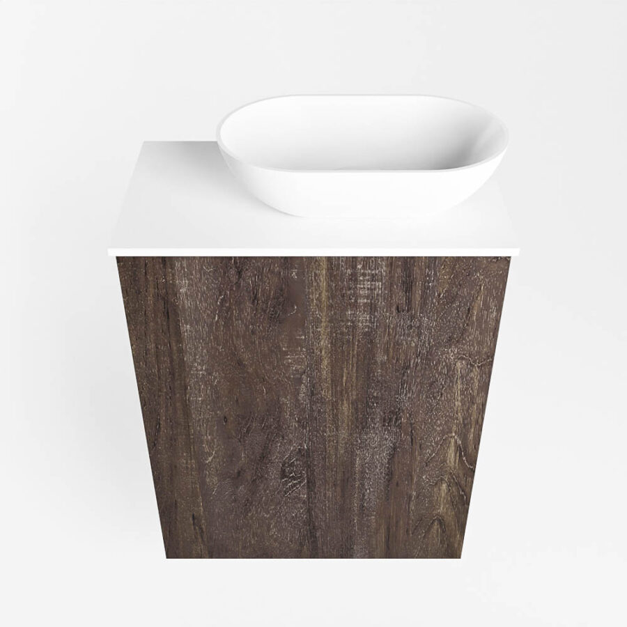 MONDIAZ FOWY toiletmeubel 40cm kleur dark brown. Waskom positie rechts kleur talc | talc. Met 1 kraangat - Afbeelding 5