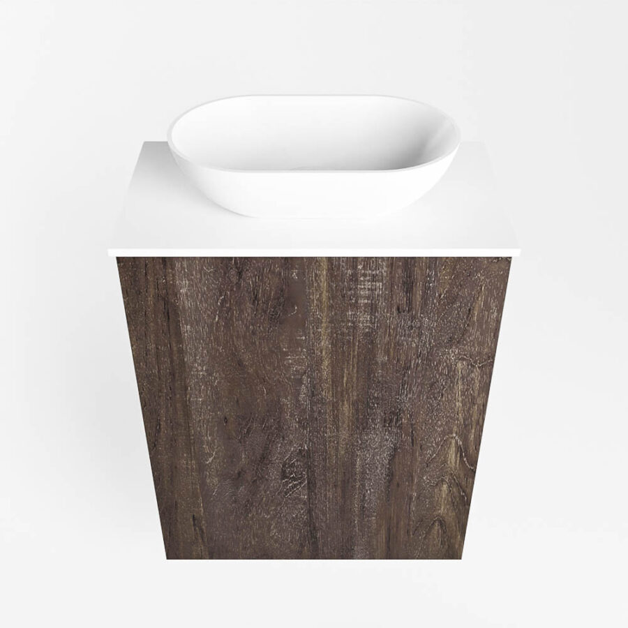 MONDIAZ FOWY toiletmeubel 40cm kleur dark brown. Waskom positie midden kleur talc | talc. Zonder kraangat - Afbeelding 5