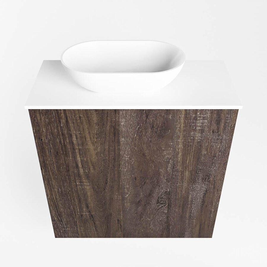 MONDIAZ FOWY toiletmeubel 50cm kleur dark brown. Waskom positie links kleur talc | talc. Met 1 kraangat - Afbeelding 5